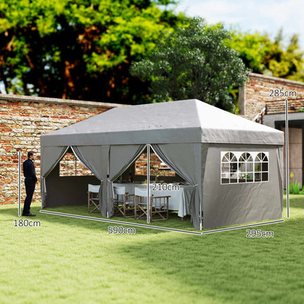 Pop-Up Pavilion 6x3m, UV Protection, Removable Sides