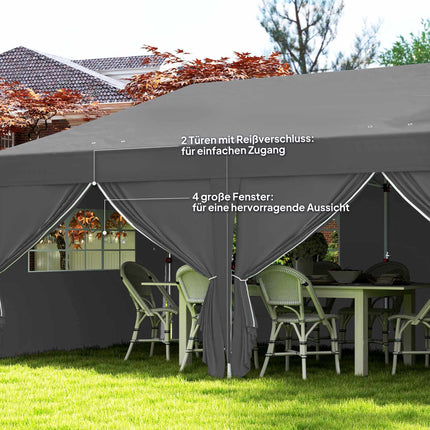 Pop-Up Pavilion 6x3m with Removable Walls, UV Protection