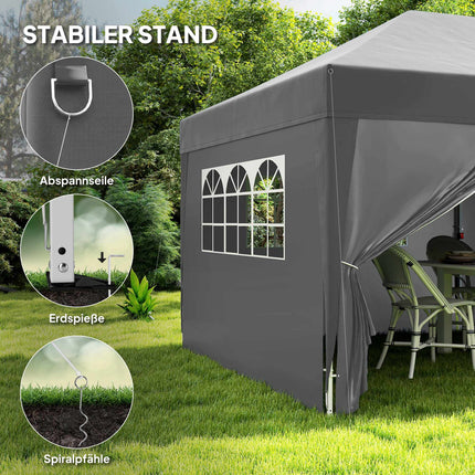 Pop-Up Pavilion 6x3m with Removable Walls, UV Protection
