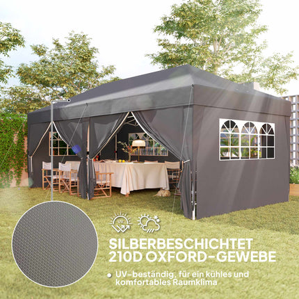 Pop-Up Pavilion 6x3m with Removable Walls, UV Protection