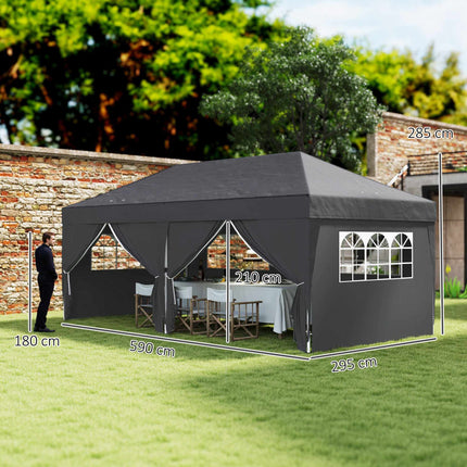 Pop-Up Pavilion 6x3m with Removable Walls, UV Protection