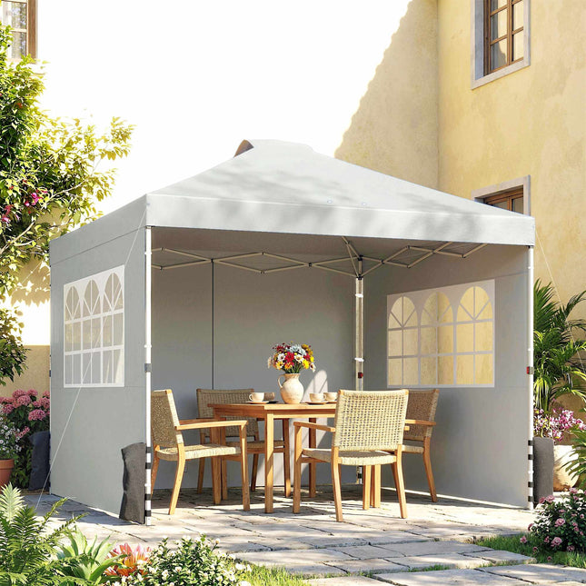 Pop-up paviljoen, UV50+ waterdicht, 3 zijwanden, lichtgrijs