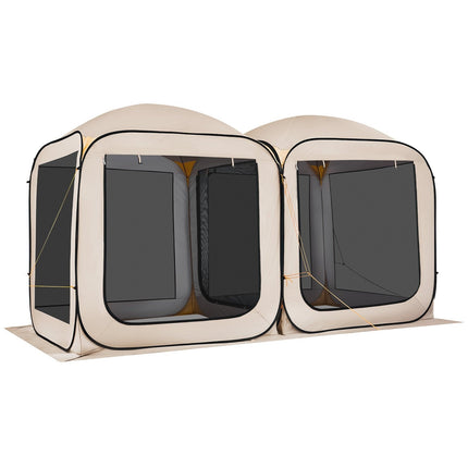 Pop-Up Screen House Tent, 10-Person, Beige, Carry Bag