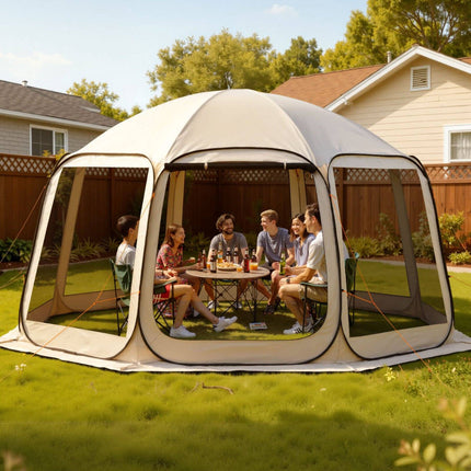 Pop-Up Screen House Tent, 12–15 Person, Beige