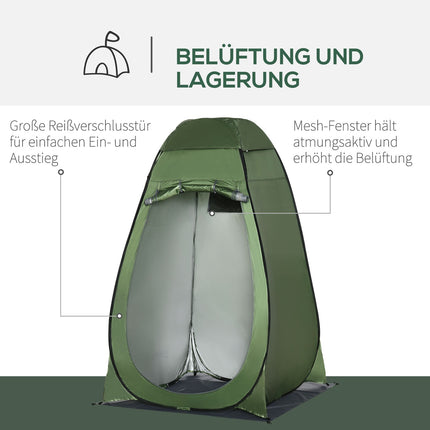Camping Shower Tent - Portable Outdoor Toilet, Dark Green