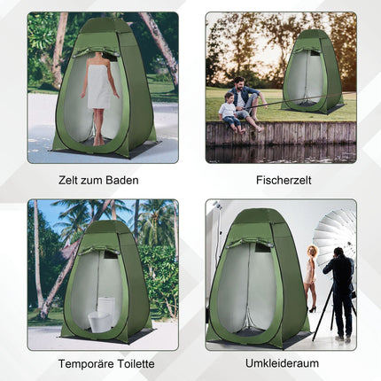 Camping Shower Tent - Portable Outdoor Toilet, Dark Green