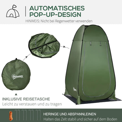 Camping Shower Tent - Portable Outdoor Toilet, Dark Green