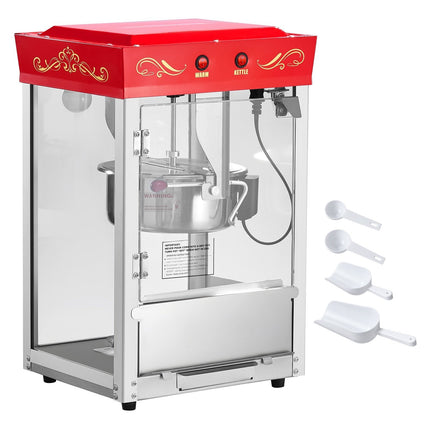 Popcorn Machine, 8 Oz Kettle, 800W Countertop, Red