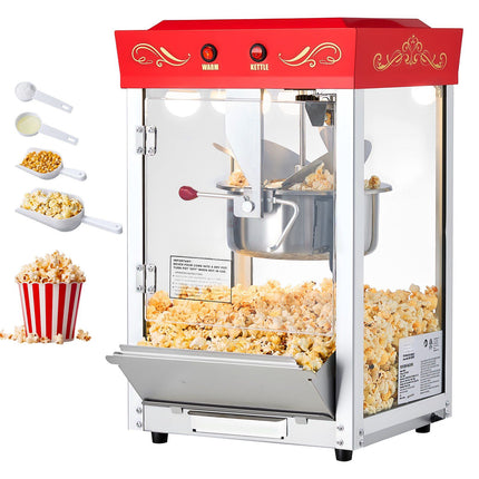 Popcorn Machine, 8 Oz Kettle, 800W Countertop, Red