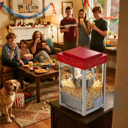 Popcorn Machine, 8 Oz Kettle, 800W Countertop, Red