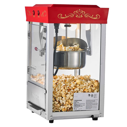 Popcorn Machine, 8 Oz Kettle, 800W Countertop, Red