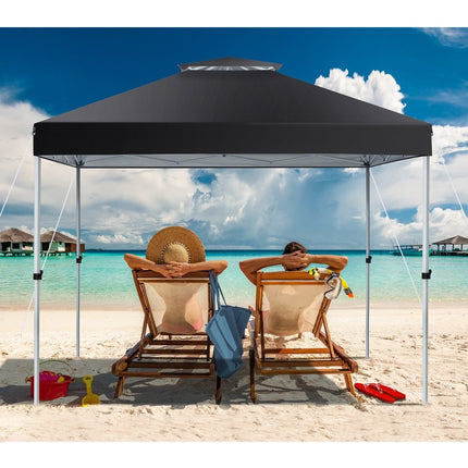Pop-up canopy tent outdoor party tent with adjustable height 305 x 305 cm black