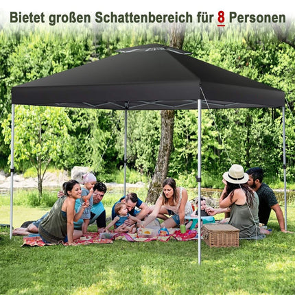 Pop-up canopy tent outdoor party tent with adjustable height 305 x 305 cm black