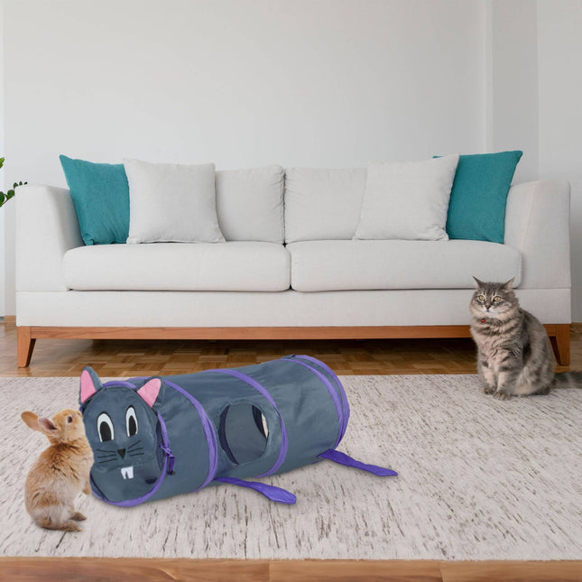 Pop-up cat tunnel with mouse design