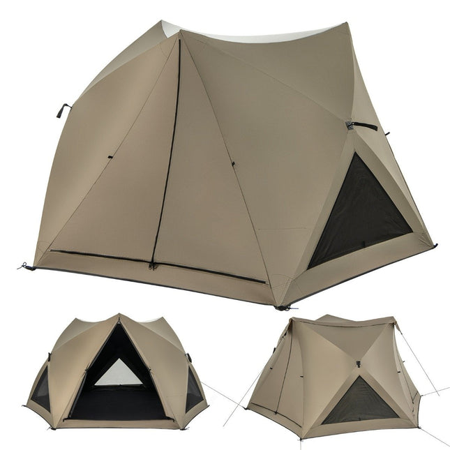 Pop up tent for 4-6 people camping tent with canopy waterproof family tent 285 x 250 x 147 cm olive green