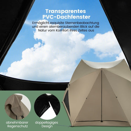 Pop up tent for 4-6 people camping tent with canopy waterproof family tent 285 x 250 x 147 cm olive green
