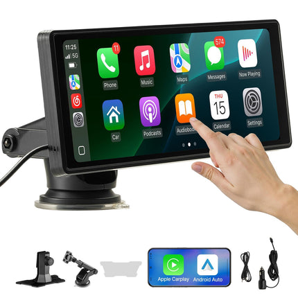 Portable 10-Inch CarPlay Screen – Wireless, GPS, Bluetooth