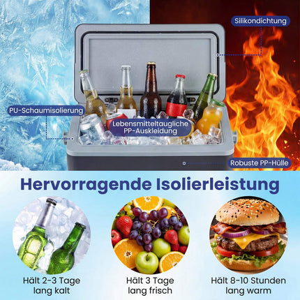 Portable 12L Hard-Shell Cooler with Handle, Dark Grey