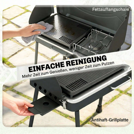 Portable 2-Burner Gas Grill, 7 kW, Tabletop Convertible