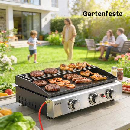 Portable 3-Burner Gas Grill with Ceramic Coating