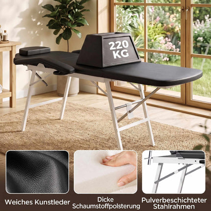 Portable 3-Section Massage Table, Adjustable with Headrest