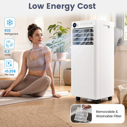 Portable 4-in-1 Air Conditioner, 7000 BTU, Dehumidifier & Fan