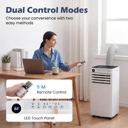 Portable 4-in-1 Air Conditioner, 7000 BTU, Dehumidifier & Fan