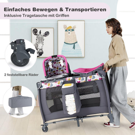 Portable 5-in-1 Baby Travel Crib with Bassinet & Changing Table