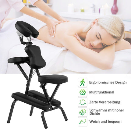 Portable Adjustable Massage Chair – Black, Foldable Design