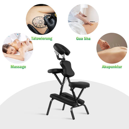 Portable Adjustable Massage Chair – Black, Foldable Design
