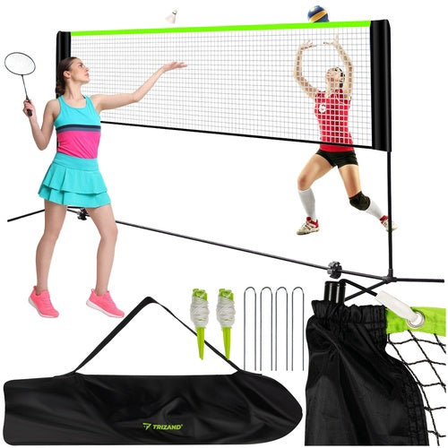 Draagbaar, verstelbaar volleybal-, badminton- en tennisnetset