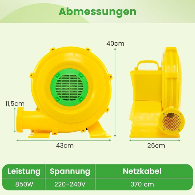 Portable Air Blower 850W with Handle & Ground Anchors