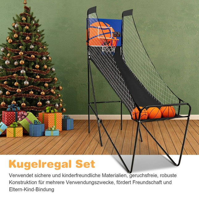 Draagbare arcade basketbalspel basketbalmachine voor kinderen 208 x 62 x 207 cm zwart