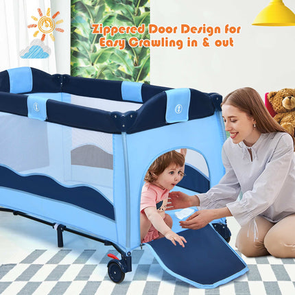 Portable Baby Crib Playpen with Bassinet and Changing Table