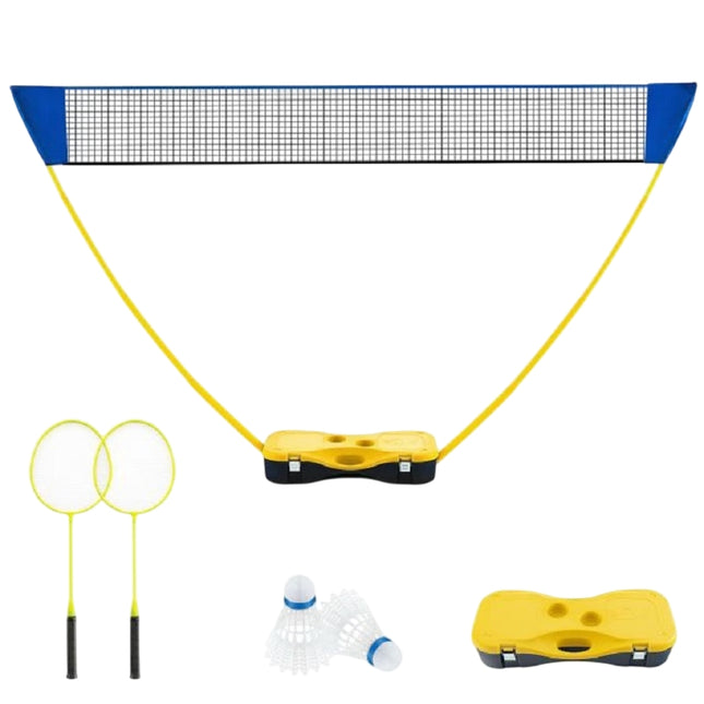 Draagbare badmintonnetset van 270 cm, inclusief rackets en draagtas.