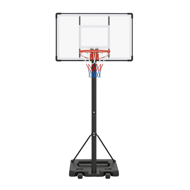 Draagbare basketbalring, verstelbaar van 1,7 tot 3 meter, met een achterbord van 109 cm.