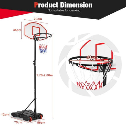 Portable Basketball Hoop, Adjustable Height, 28 In Backboard