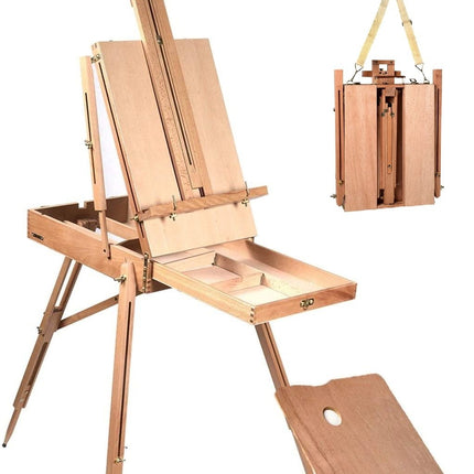 Portable Beechwood Easel with Drawer and Shelf, 71x114x183 cm