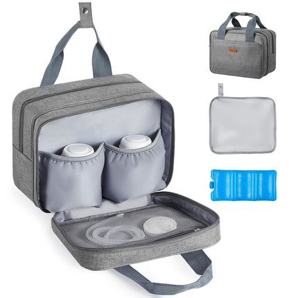 Portable Breast Pump Bag With Ice Pack, Insulated, Grey