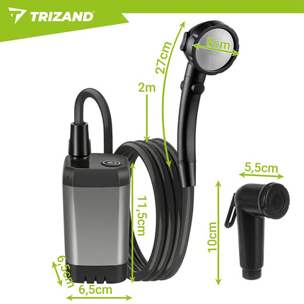 Portable Camping Shower with 6000mAh Battery and Pump