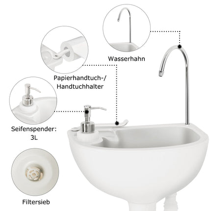 Portable Camping Sink with 17L Tank, Foot Pump, Towel Holder
