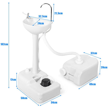 Portable Camping Sink with 17L Water Tank & Wheels
