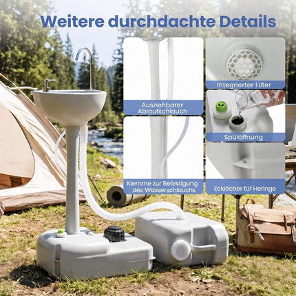Portable Camping Sink with 4.5 Gal Tank & Wheels