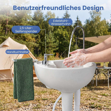 Portable Camping Sink with 4.5 Gal Tank & Wheels