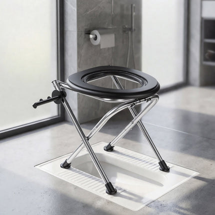 Portable Camping Toilet, Foldable Stainless Steel, 160 kg