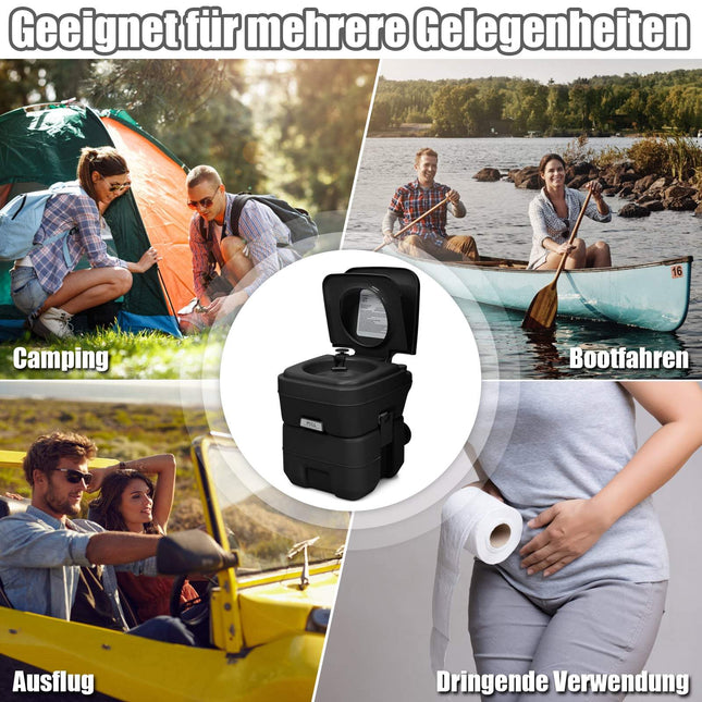 Portable Camping Toilet with 20L & 12L Removable Tanks
