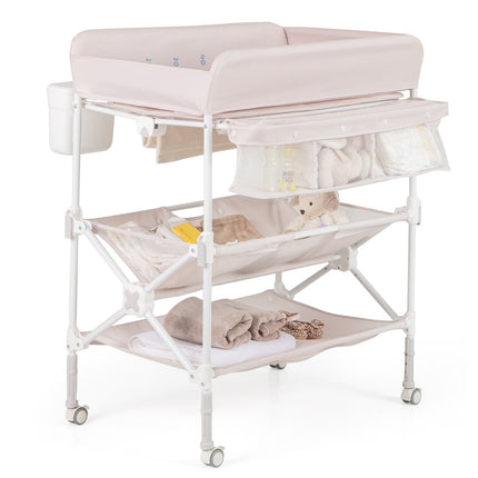 Portable Changing Table with Adjustable Height and Storage