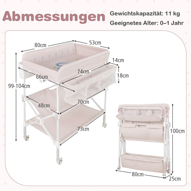 Portable Changing Table with Adjustable Height and Storage