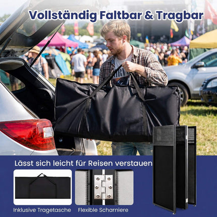 Portable DJ Booth with Adjustable Feet and Black Scrims