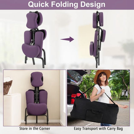 Portable Foldable Massage Chair, Height Adjustable, Bag